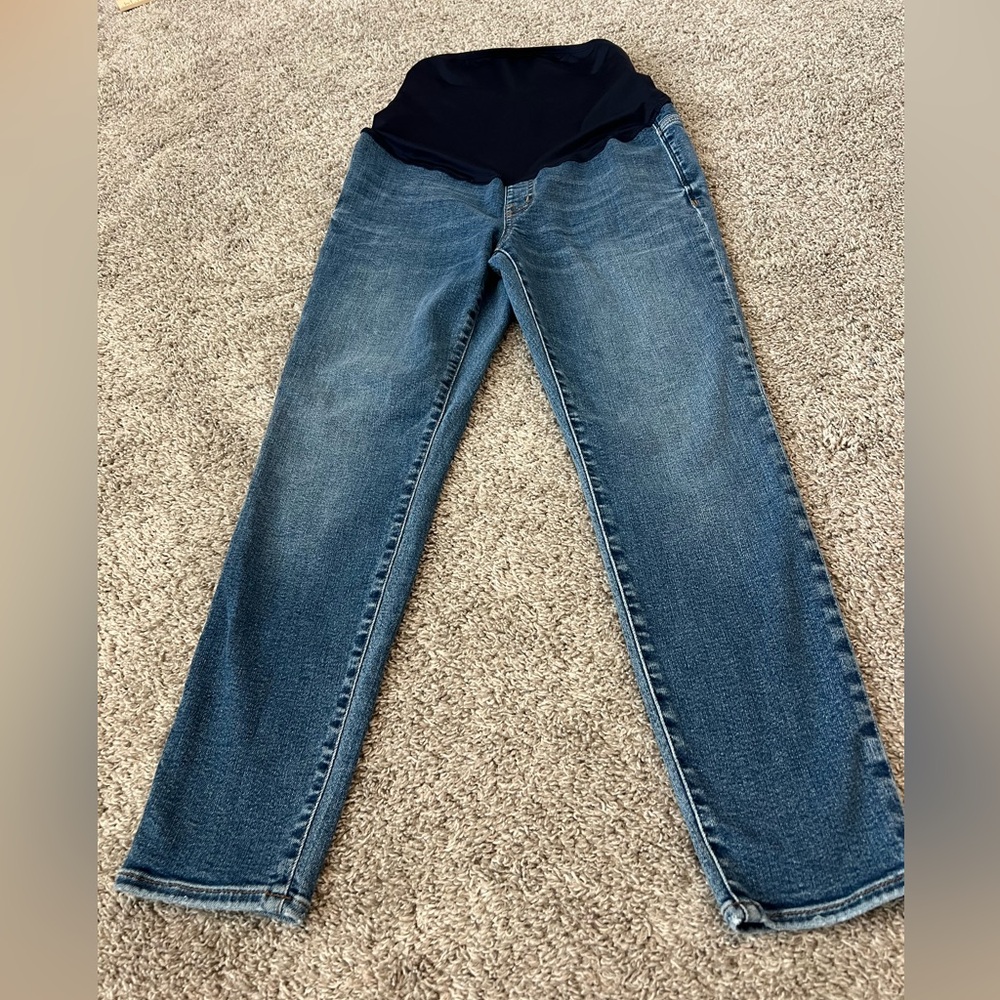 Madewell Maternity Over the Belly Skinny Crop Blue Jeans Size 27 Tencel Denim